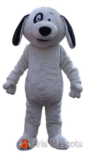White Dog Mascot Costume, Stuffed fur Mascot Dog Outfit
