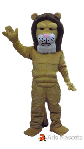 Muscle Lion Adult Mascot Costume for Party-Plush Lion Suit with Muscles