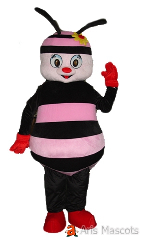 Pink Bee Adult Costume with Big Body and Head-Insects Mascots for Events