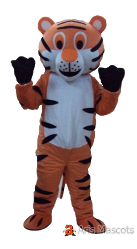 Lovely Tiger Mascot Costume for College and School, Fur Plush Suit Lion Adult Outfit