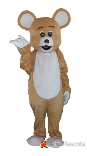 Lovely Brown and White Rat Mascot Costume, Animal Mascots Mouse Adult Suit