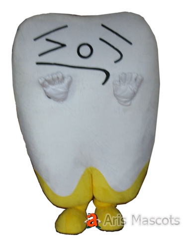 Big Tooth mascot costume with unhappy face-Full Body Adult Tooth Suit
