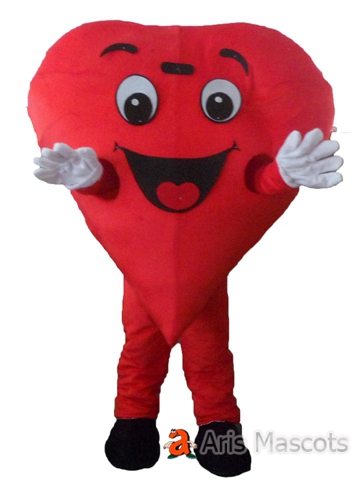 Mascot in the form of red heart. Costume heart Fancy Dress for Valentine's day