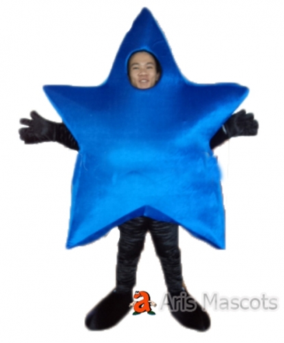 Blue Star Mascot Full Body Adult Suit, Big Star Fancy Dress for Outdoors Activities