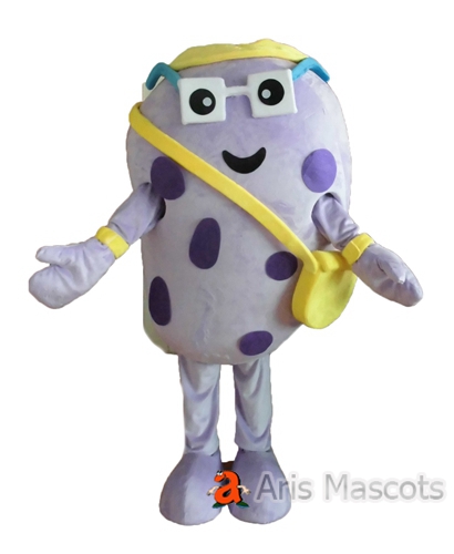 Lovely Bean Mascot with Glasses, Happy Bean Adult Fancy Dress Grey Color