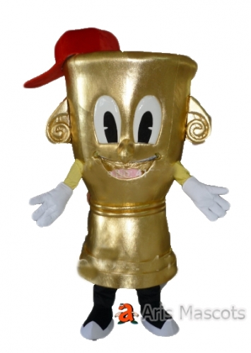 Giant Golden Torch Mascot Costume Full Body Adult Suit, with a Happy Face, Torch Cosplay Suit
