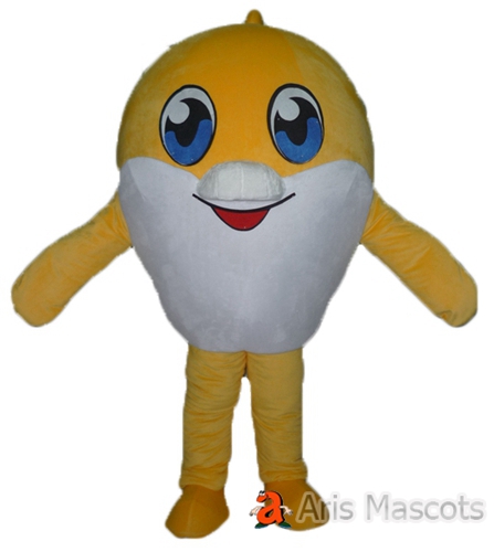 Large Fish Mascot Costume, Yellow and White, Giant Fish Adult Outfit