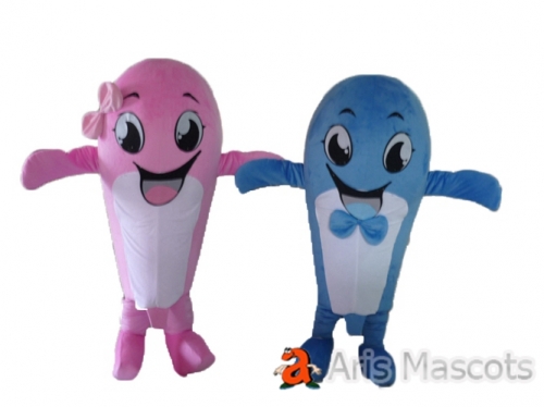 Couple Dolphin Mascot Costume Adult Fancy Dress-Boy & Girl Dolphin Full Body Suit