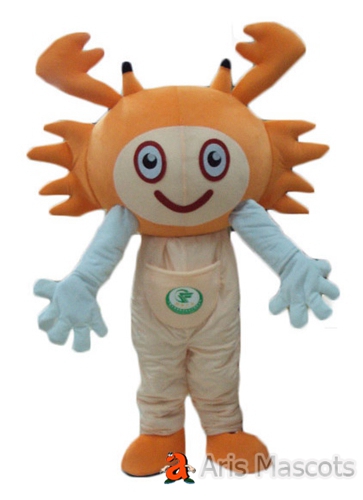 Funny Crab Cosplay Mascot Full Body Adult Costume, Happy Face Lovely Crab Suit