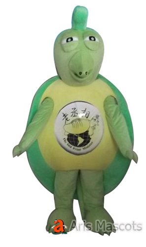 Green Turtle Mascot with Big Shell, Full Body Mascot Turtle Fancy Dress