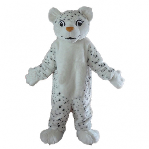 Snow Leopard Mascot with spots, Adult Full Body Leopard Fancy Dress Plush Suit