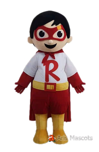 Adult Size Superhero Boy Ryan Costume Full Body Mascot Suit Plush Outfit Carnival Costumes Cartoon Mascots for Events and Festivals