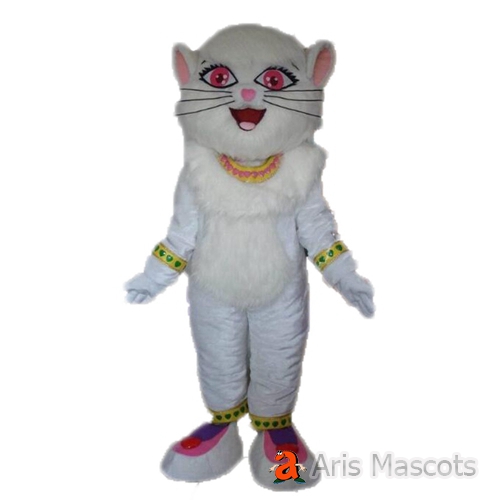 Magical Cat Costume White Color Adult Size Full Mascot Long Plush Hair Halloween Suit Carnival Fancy Dress