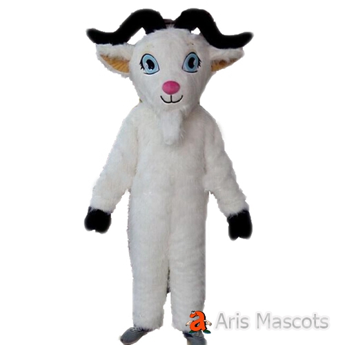 Lovely Goat Mascot Costume White Color Animal Mascots for Company Marketing , Maskottchen