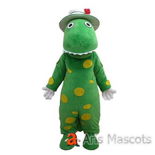 Adult Full Dinosaur Dorothy Mascot Costume, Green Dinosaur Party Cartoon Mascot Costumes for Sale Custom Mascots