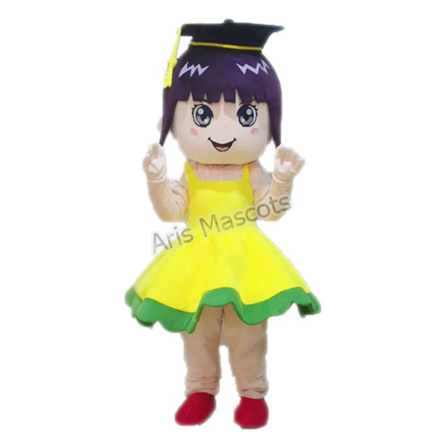 Adults Girl Costume with Fancy Yellow Dress People Character Mascot Suit Carnival Costumes