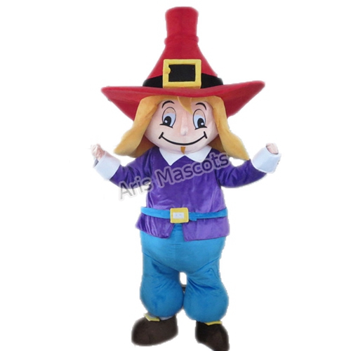 Full Plush Witch Mascot Girl Costume Adult Full Body Suit Human Character Fancy Dress