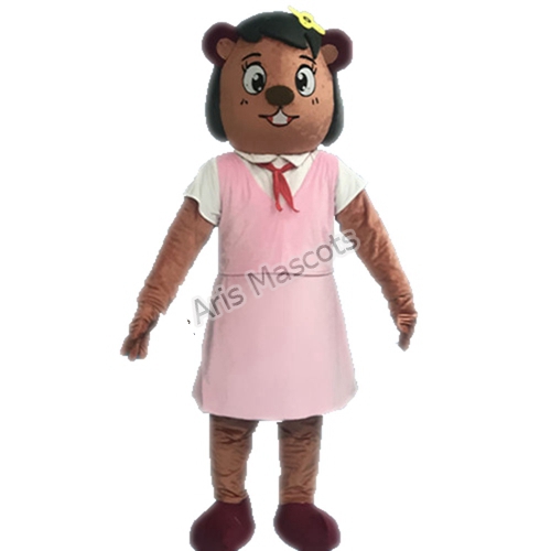 Adults Girl Squirrel Mascot Costume with Pink Dress