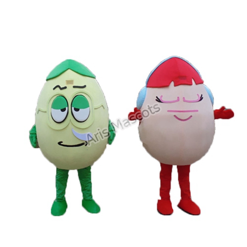 Funny Egg Mascot Costume Pink and Green Color Full Body Plush Suit