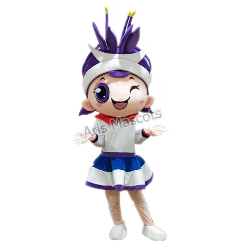 Fancy Girl Mascot Costume Adult Size Full Plush Suit-School Mascots Production at Cheap Price