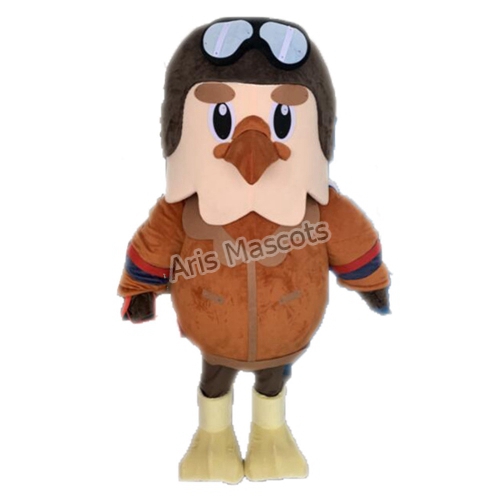 Brown Eagle Mascot Suit with White Head, Full Plush Mascot Hawk Fancy Dress