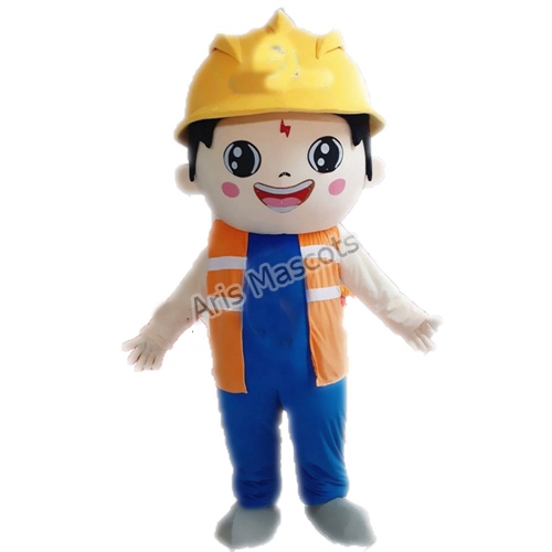 Construction Worker Mascot Costume Plush Fur Suit-Mascottes sur mesure