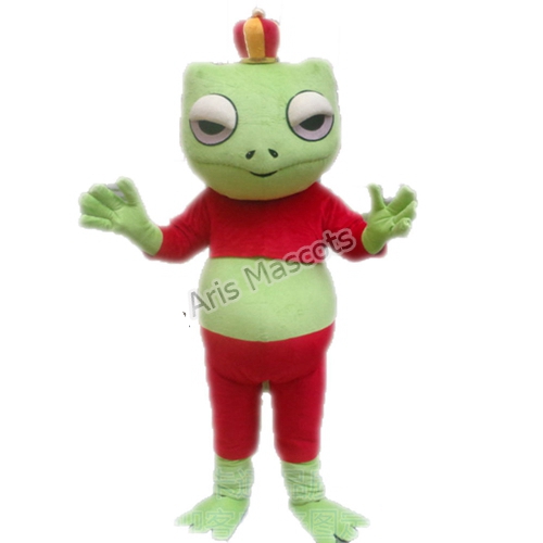 Frog Mascot Costume with Red Suit and Crown Advertising Mascots for Brands