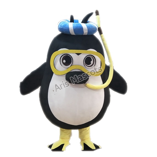 Diver Penguin Mascot Costume with Goggles Custom Made Animal Mascots Production