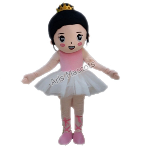 Ballerina Girl Mascot Costume Adult Dancing Girl With Tutu Dress