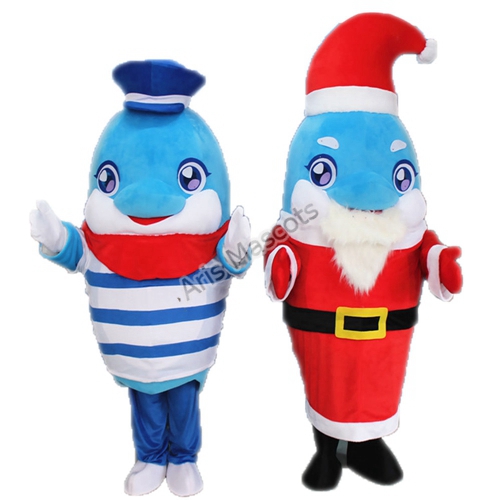 Adults Dolphin Mascot Costume Dress Santa Clause and Sailor Suit