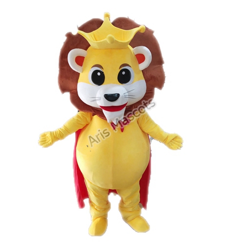 Full Costumes and Mascots Lion Adult Fancy Dress with Red Cape and Crown King Lion Suit