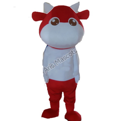 Red and White Cow Mascot Costume Adult Cosplay Dress