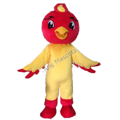 Red and Yellow Parrot Mascot Costume Professional Character Design