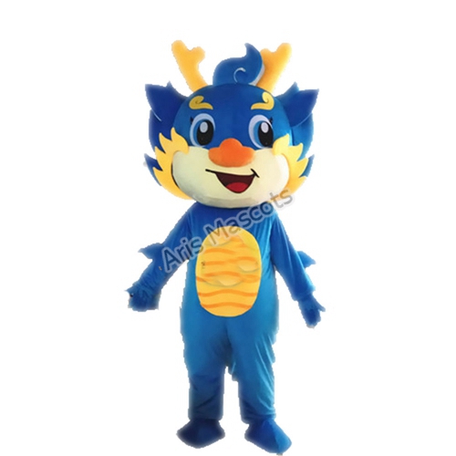 Blue Dragon Dress Up Adult Mascot Costume Full Body Plush Fur Suit Carnival Costumes