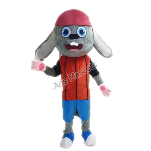 Funny Grey Rabbit Mascot Costume  for Sports Team Mascotte du lapin