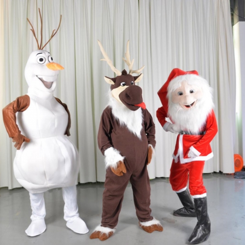 Adult Snowman , Santa Clause and Moose Reindeer Mascot Costume  for Christmas Events