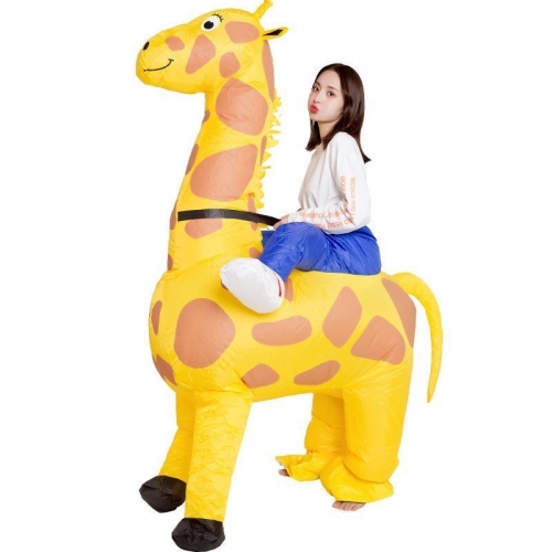 Riding 4 Legs Inflatable Giraffe Costume for Adult , Giraffe Blow up Cosplay Fancy Dress for Events
