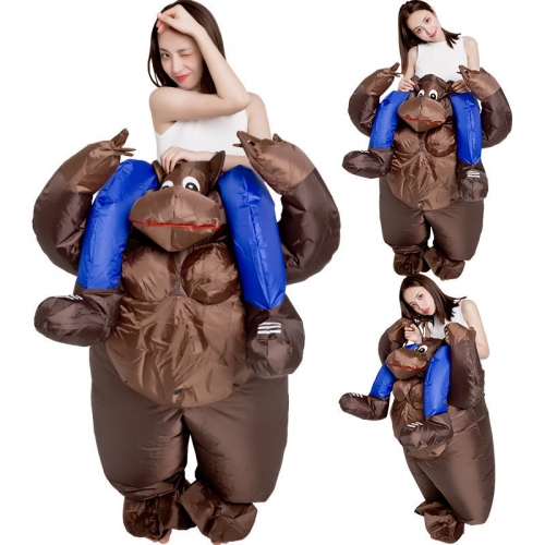 Riding Costume Adult Gorilla Inflatable Suit Cosplay Chimpanzee Blow Up Fancy Dress for Festivals and Marketing