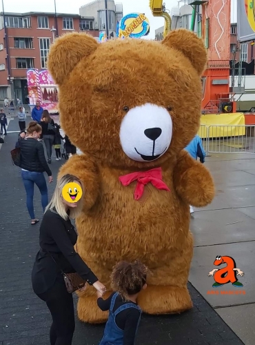2m/2.6m/3m (6ft/8ft/10ft) Giant Adult Brown Bear Inflatable Suit for Entertainments, Huge Bear Blow Up Mascot Costume with Long Plush Hair
