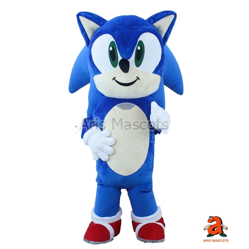 2.6m Sonic Realistic Walking Hedgehog Costume Full Body Inflatable Mascot Suit for Party