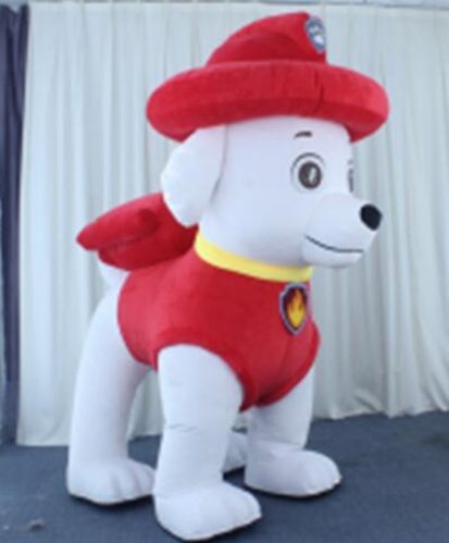 Giant 4 Legs Fireman Dog Inflatable Suit Adult Paw Patrol Marshall Mascot Costume Blow Up Dog Fancy Dress for Events