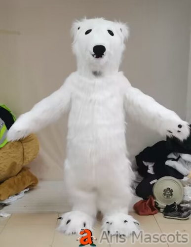 Adult Size Fancy Polar Bear Mascot Costume Custom Team Mascots Sports Mascot Costume Desuisement Mascotte Character Design Company ArisMascots