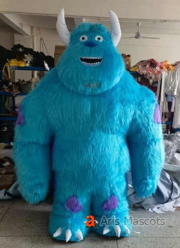 Realistic Furry Blue Sully Monster Mascot Costume Adult Full Body Inflatable Suit for Entertainment