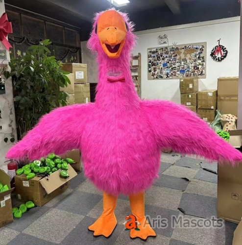 2.3m Adult Furry Goose Mascot Inflatable Suit Animal Character Blow Up Costume for Marketing