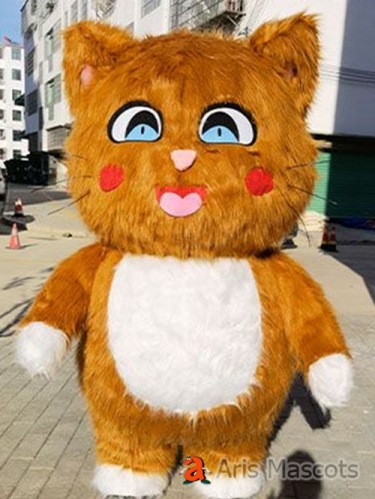 2m Funny Inflatable Cat Costume Wearable Furry Blow Up Mascot Suit Stage Wear Cosplay Dress