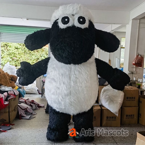 2m Inflatable Furry Sheep Mascot Costume for Entertainment Animal Character Blow Up Suit