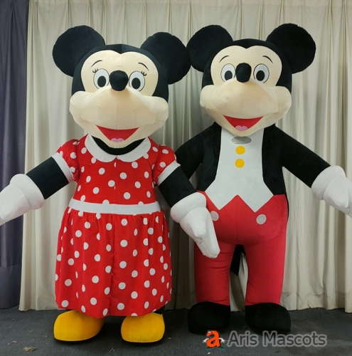 2m/2.6m Inflatable Mickey and Minnie Mouse Costume for Birthday Party Adult Blow Up Mascot Suit