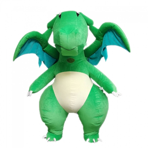 2.6M Inflatable Green Dinosaur Costume Adult Blow up Mascot Suit for Entertainment