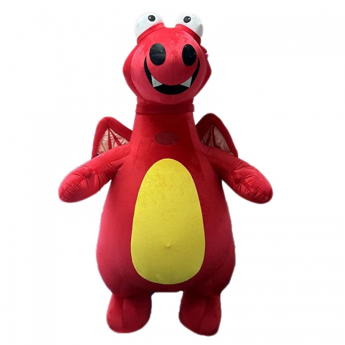 2m / 2.6m Adult Inflatable Red Girl Dinosaur Costume Full Body Walking Blow Up Mascot Suit
