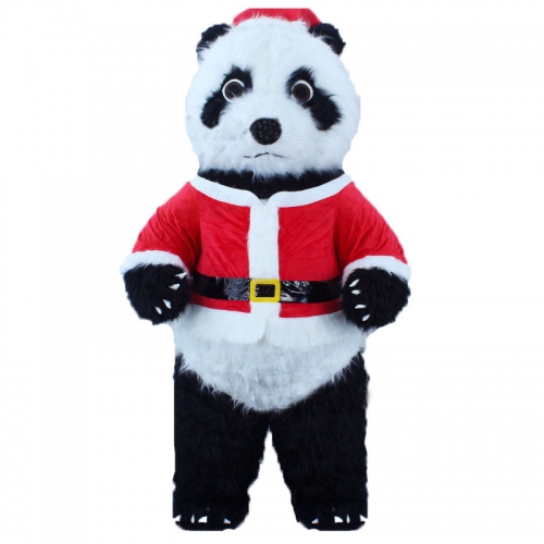 Giant Inflatable Panda Costume with Santa Claus Suit for Christmas Big Panda Blow Up Dress Plush Mascot for Christmas